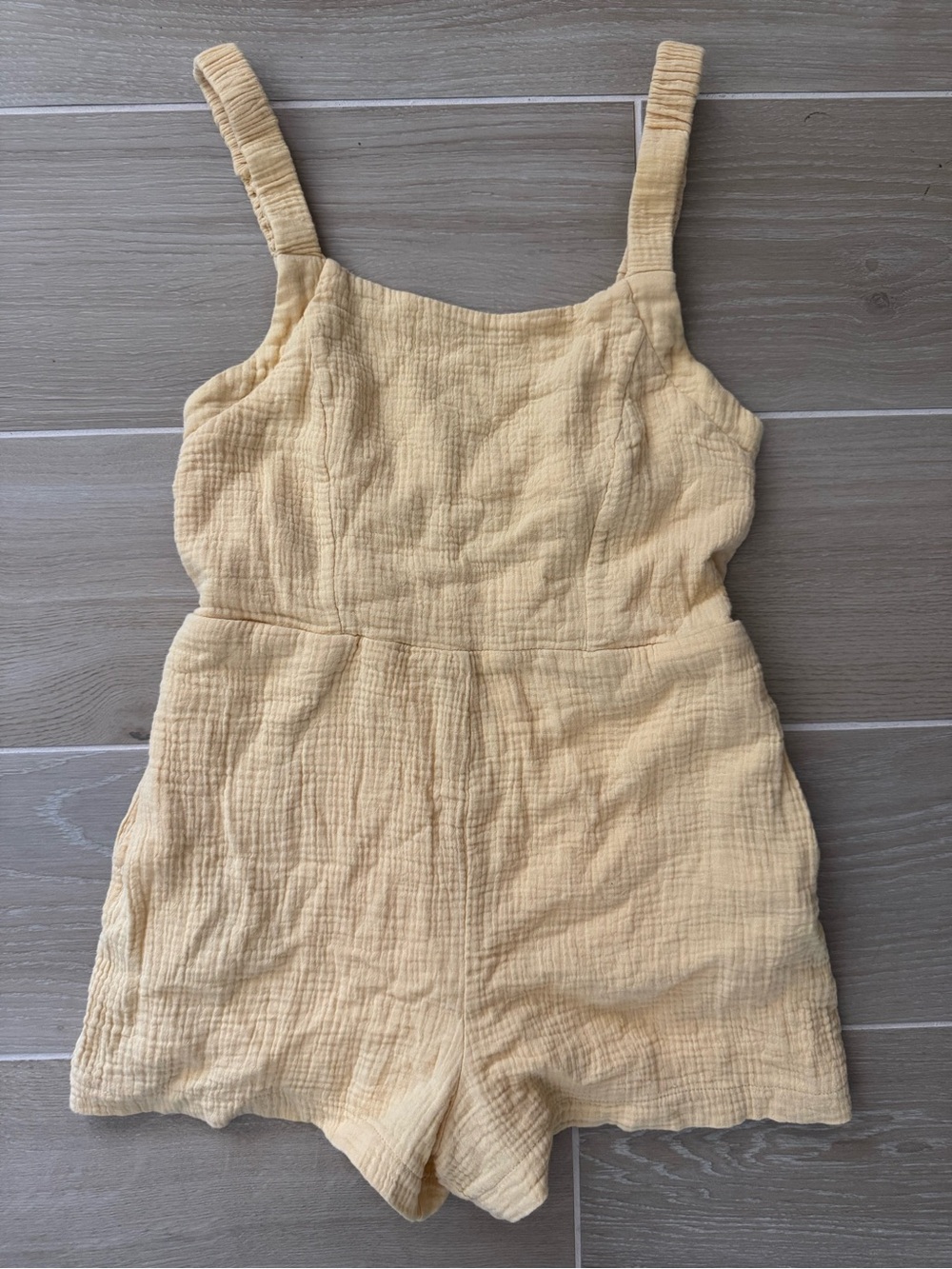 Cream Gauze Romper - Sleeveless Summer Bottoms